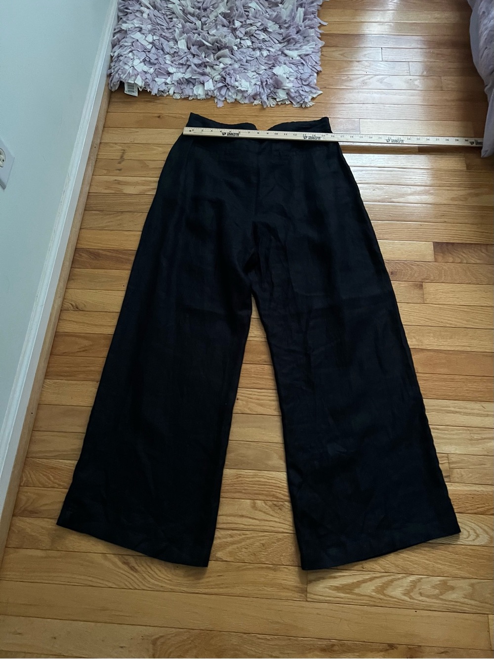 H Halston 100% Linen Black Wide Leg Women’s Pants Size 12